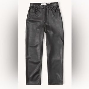 ABERCROMBIE VEGAN LEATHER ANKLE STRAIGHT PANTS BLACK SIZE 25S